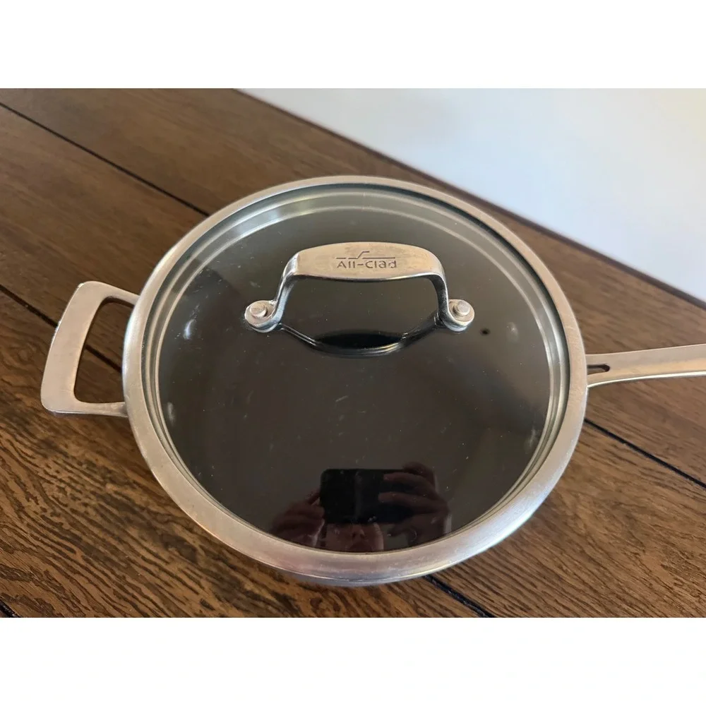 All-Clad Saucepan 3QT Gray Good Hard Anodized Nonstick Glass Lid Helper Handle
